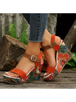 Multi color platform wedge sandals hot sale