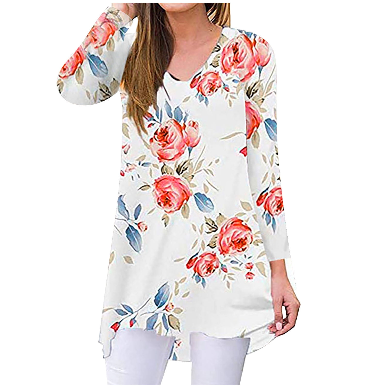 Topstype Women's Long Sleeve Henley Tops Pullover with Buttons Down Casual  Loose Fit V-Neck Tunics at  Women's Clothing store