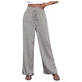 thumbnail image 1 of Women's Floral Printed Palazzo Lounge Pants Elasticated High-Waisted Drawstring Wide-Leg Trousers with Pockets, 1 of 4