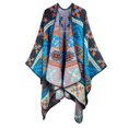 thumbnail image 1 of Women's Floral Printed Shawl Wrap Plus Size Cardigan Poncho Cape Open Front Long Winter Sweater Coat, 1 of 2