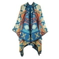 thumbnail image 1 of Women's Floral Printed Shawl Wrap Plus Size Cardigan Poncho Cape Open Front Long Winter Sweater Coat, 1 of 3