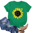 thumbnail image 1 of Women's Floral Printed Tops Crew Neck Short Sleeve Sunflower Graphic Tees Summer Loose Fit Casual T-Shirts (S, Green 03), 1 of 5