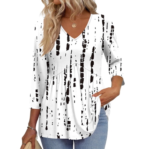 Women's Floral Printed V-neck Pullover T-shirt Top with Gradient Floral Print, Fashion Comfort Fit Casual Wear for Daily Use and Outdoor Activities,White,XL