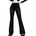 thumbnail image 1 of Women's Floral Printed Velvet Flare Pants High Waisted Casual Gothic Steampunk Bell Bottom Legging Trousers, 1 of 10