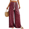 thumbnail image 1 of Women's Floral Printed Wide Leg Lounge Pants Lightweight High Waisted Y2k Baggy Long Palazzo Drawstring Loose Fit Trousers with Pockets M, 1 of 5