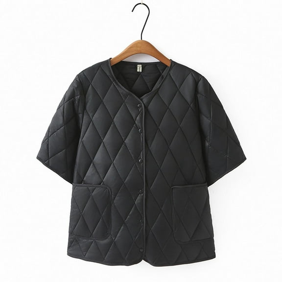 Women's Floral Puffer Jacket Lightweight Quilted Coat with Pockets Warm Winter Fall Spring Outerwear Casual Fashion Long Sleeve Jacket for Daily School Outdoor