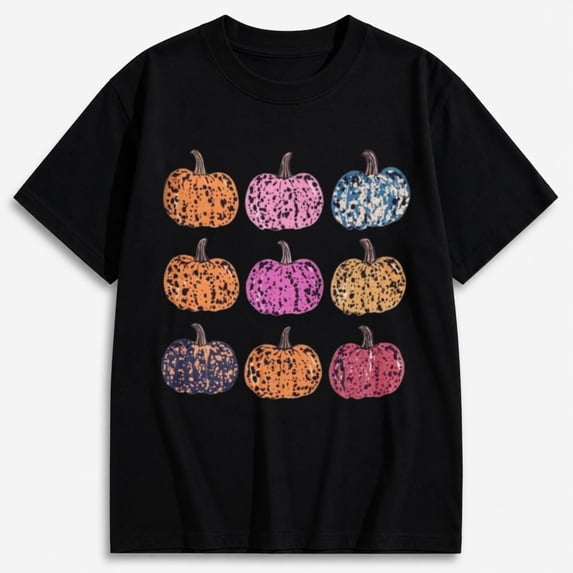 Women's Floral Pumpkin Graphic T-Shirt, Cute Fall Pumpkin Shirt