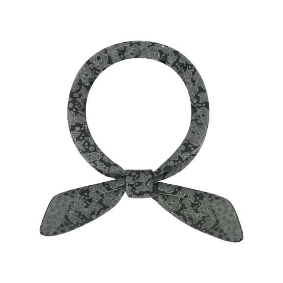 Women's Floral Rhinestone Retro Scarf, 27.6'' Square Cotton Print Pattern Neckerchief Head Wrap for Party Gift One Size Black