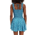 thumbnail image 1 of Women's Floral Scoop Neck Mini Dress with Ruched Bodice and Ruffle Hem in 100% Polyester for All Day Everyday Comfort, 1 of 8