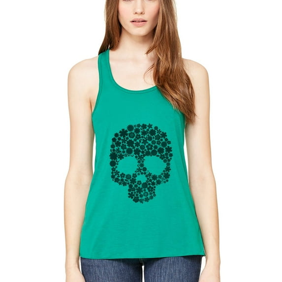 Women's Floral Skull Graphic Flowy Racerback Tank Top