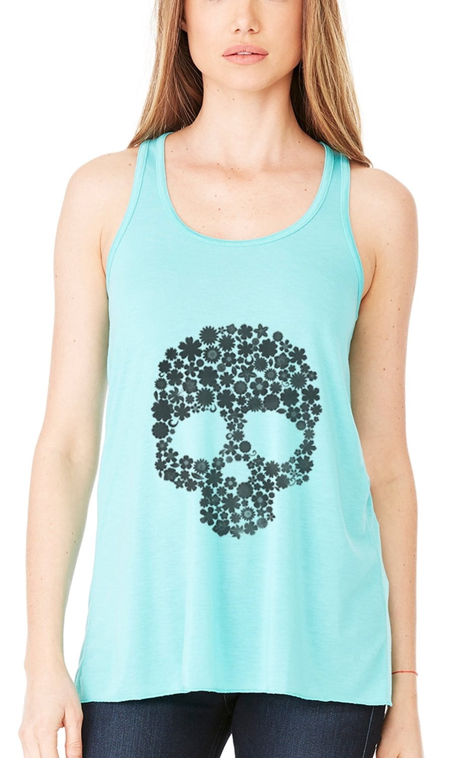Women's Floral Skull Graphic Flowy Racerback Tank Top