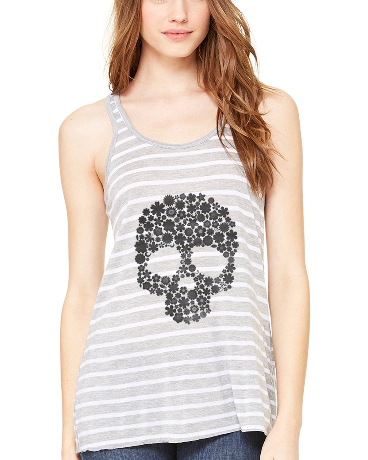 Women's Floral Skull Graphic Flowy Racerback Tank Top