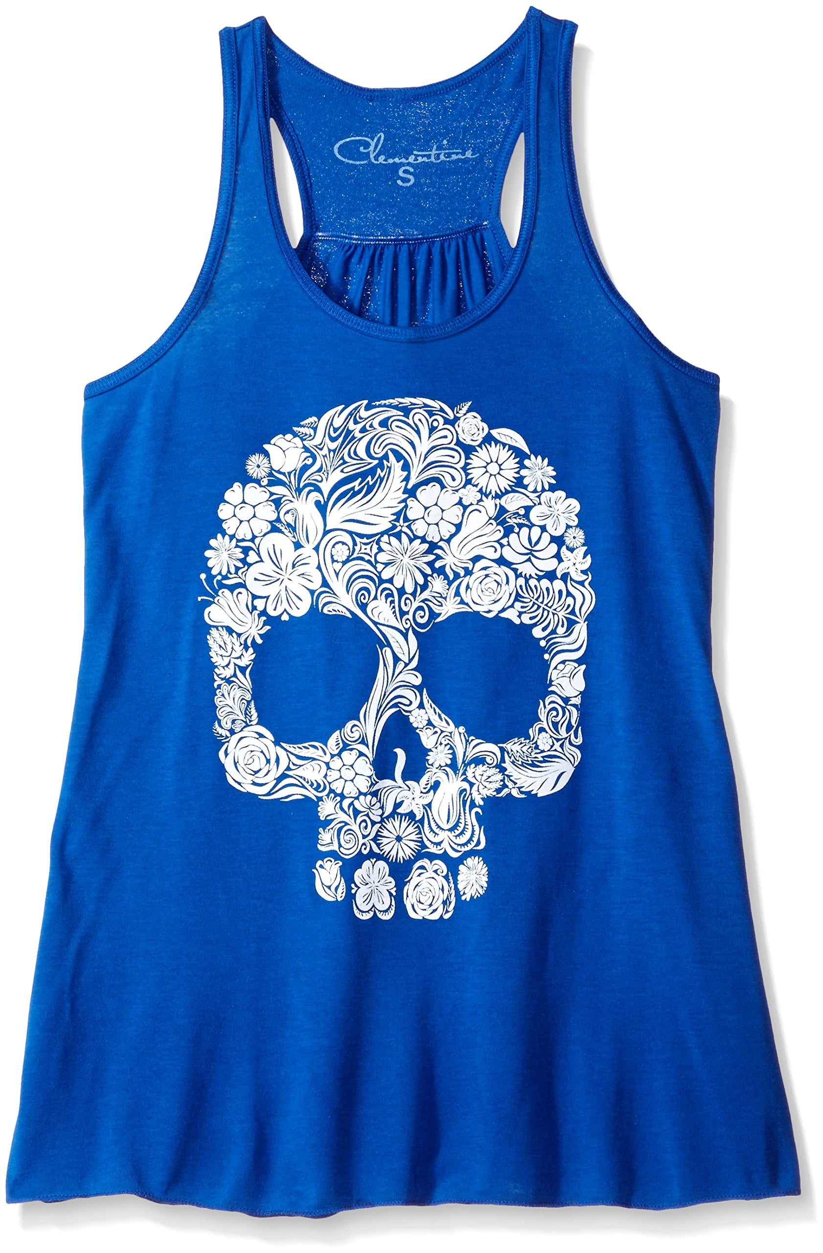 Women's Floral Skull Graphic Flowy Racerback Tank Top