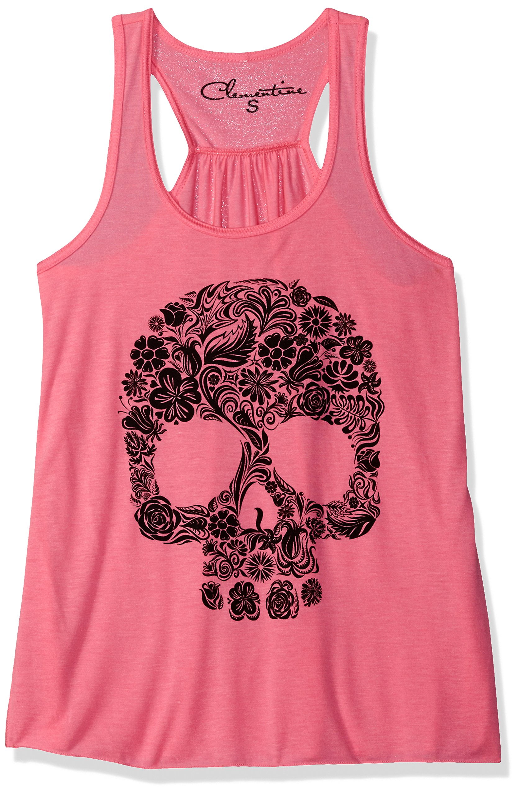 Women's Floral Skull Graphic Flowy Racerback Tank Top