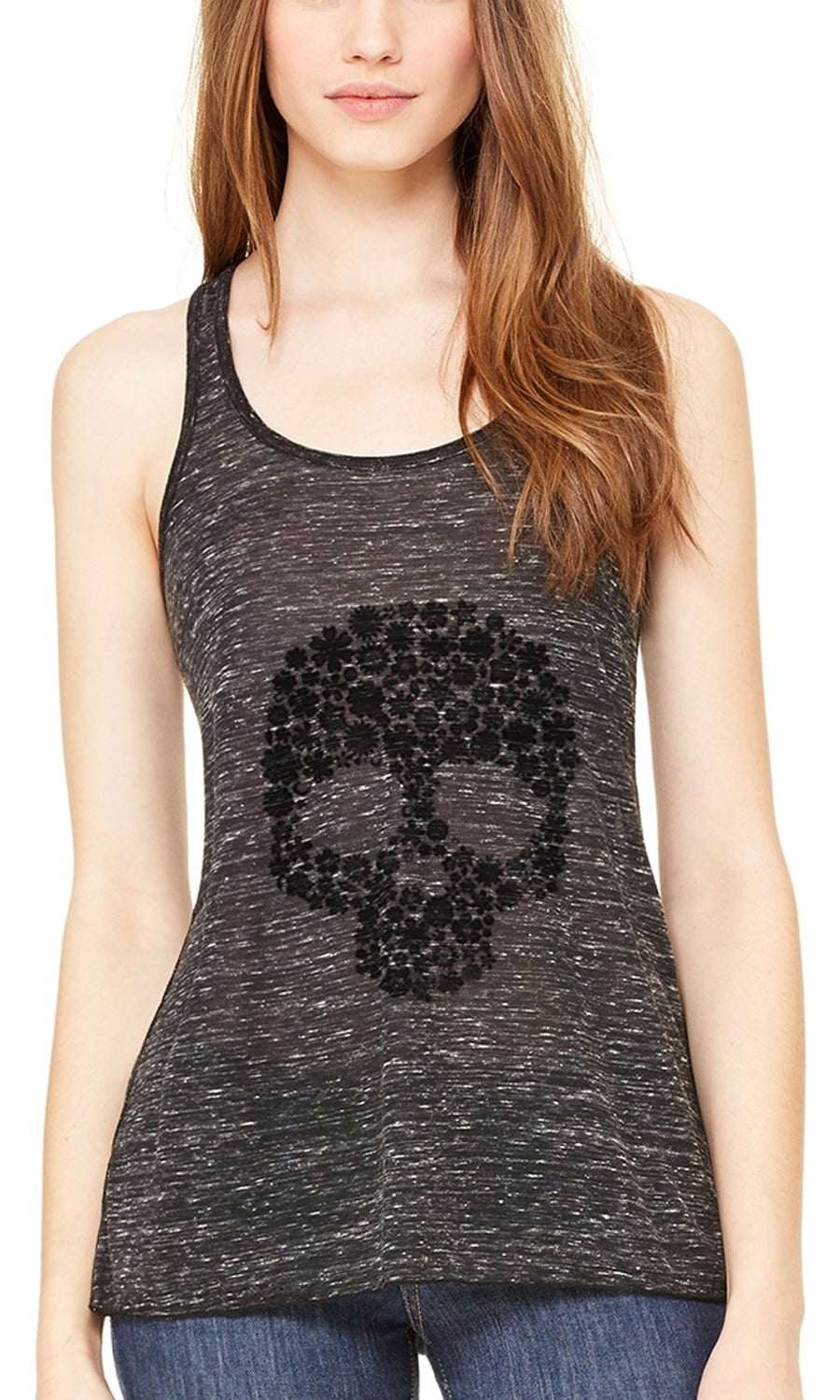 Women's Floral Skull Graphic Flowy Racerback Tank Top