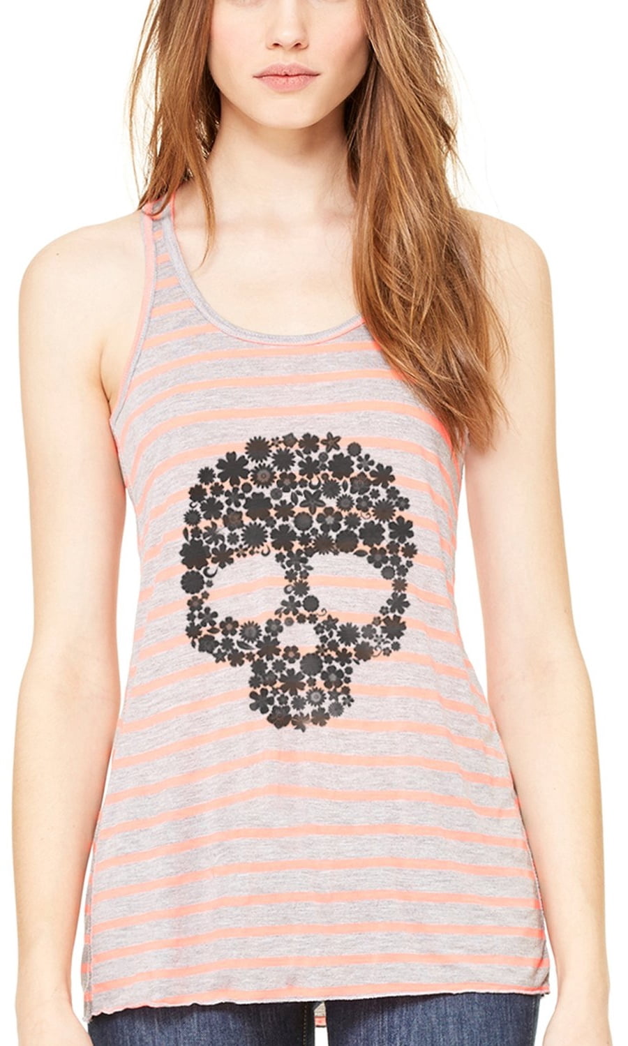 Women's Floral Skull Graphic Flowy Racerback Tank Top