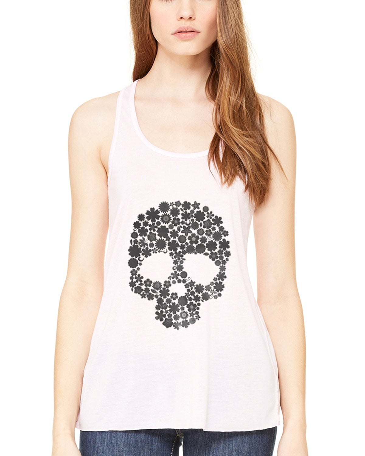 Women's Floral Skull Graphic Flowy Racerback Tank Top