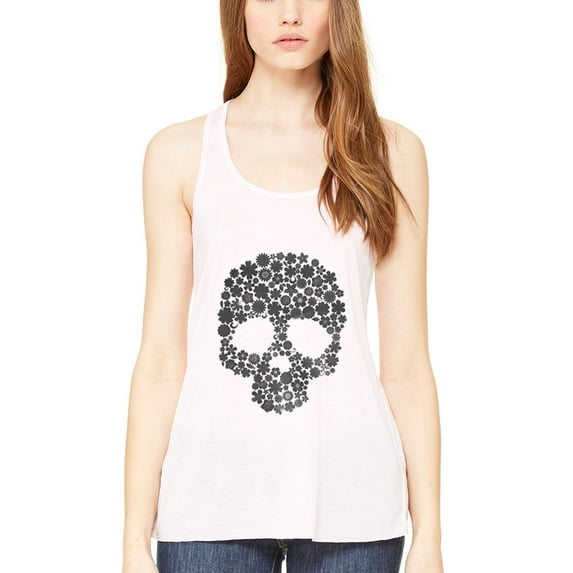 Women's Floral Skull Graphic Flowy Racerback Tank Top