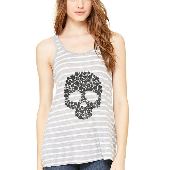 Women's Floral Skull Graphic Flowy Racerback Tank Top