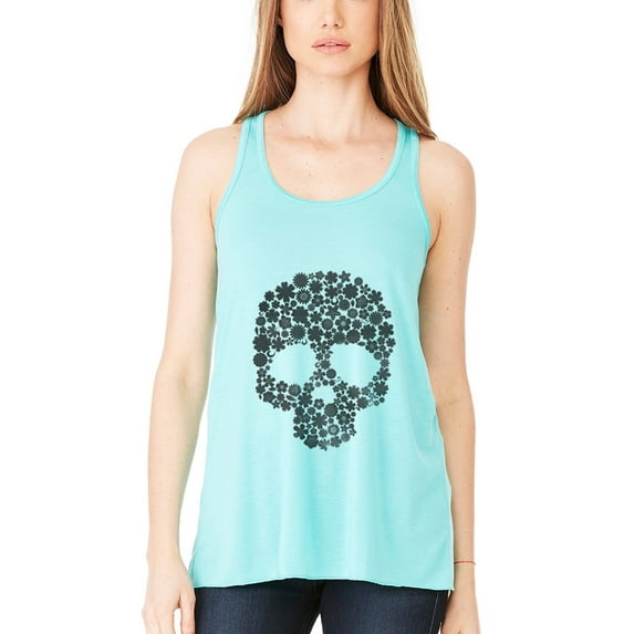 Women's Floral Skull Graphic Flowy Racerback Tank Top