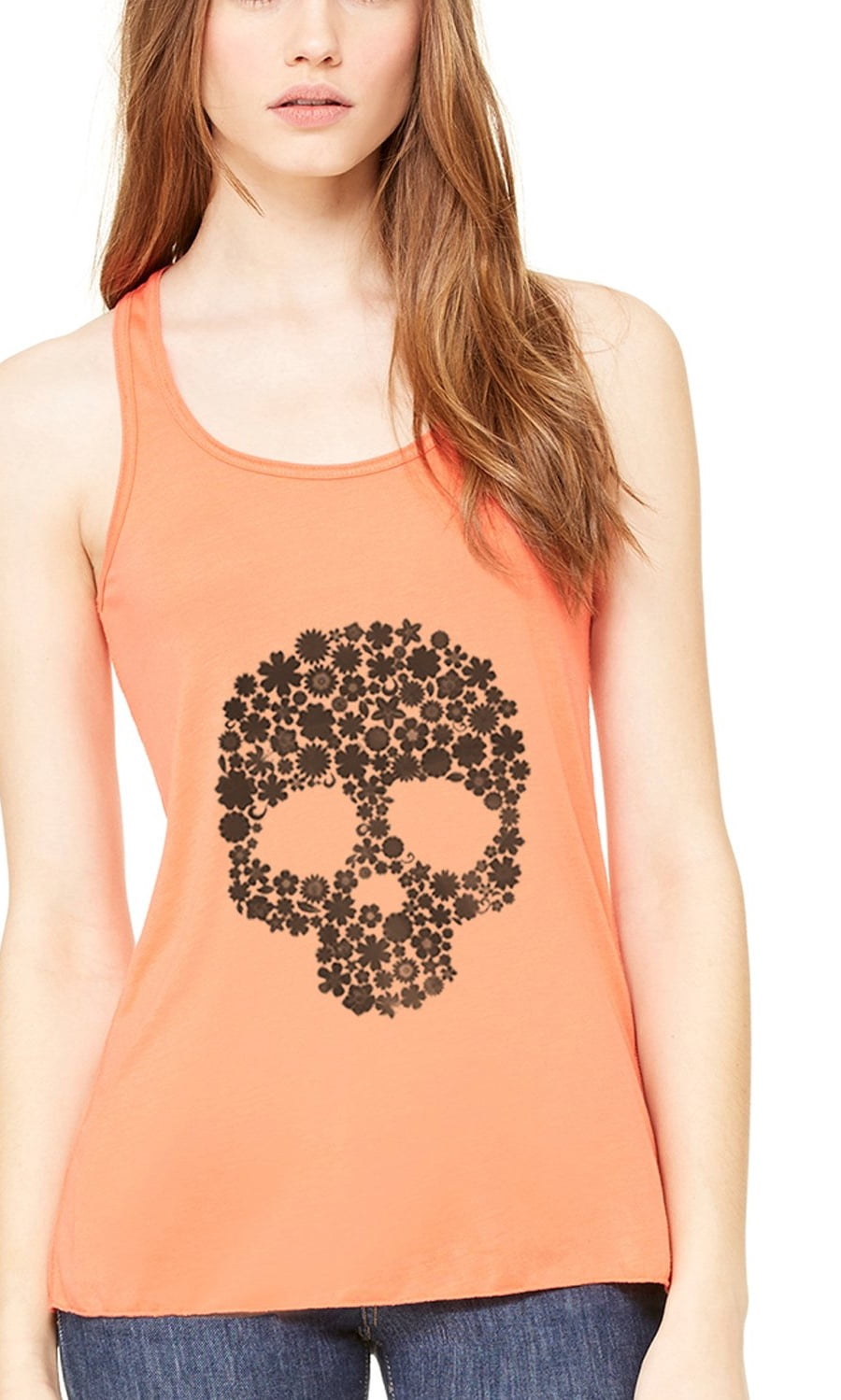 Women's Floral Skull Graphic Flowy Racerback Tank Top