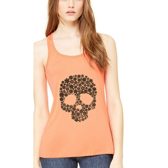 Women's Floral Skull Graphic Flowy Racerback Tank Top