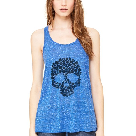 Women's Floral Skull Graphic Flowy Racerback Tank Top