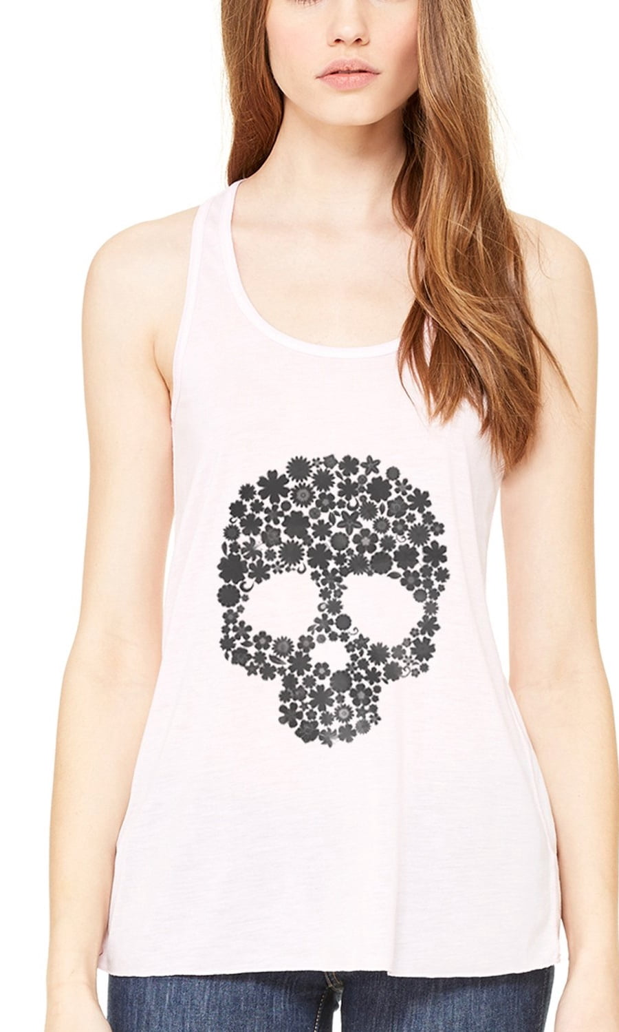 Women's Floral Skull Graphic Flowy Racerback Tank Top