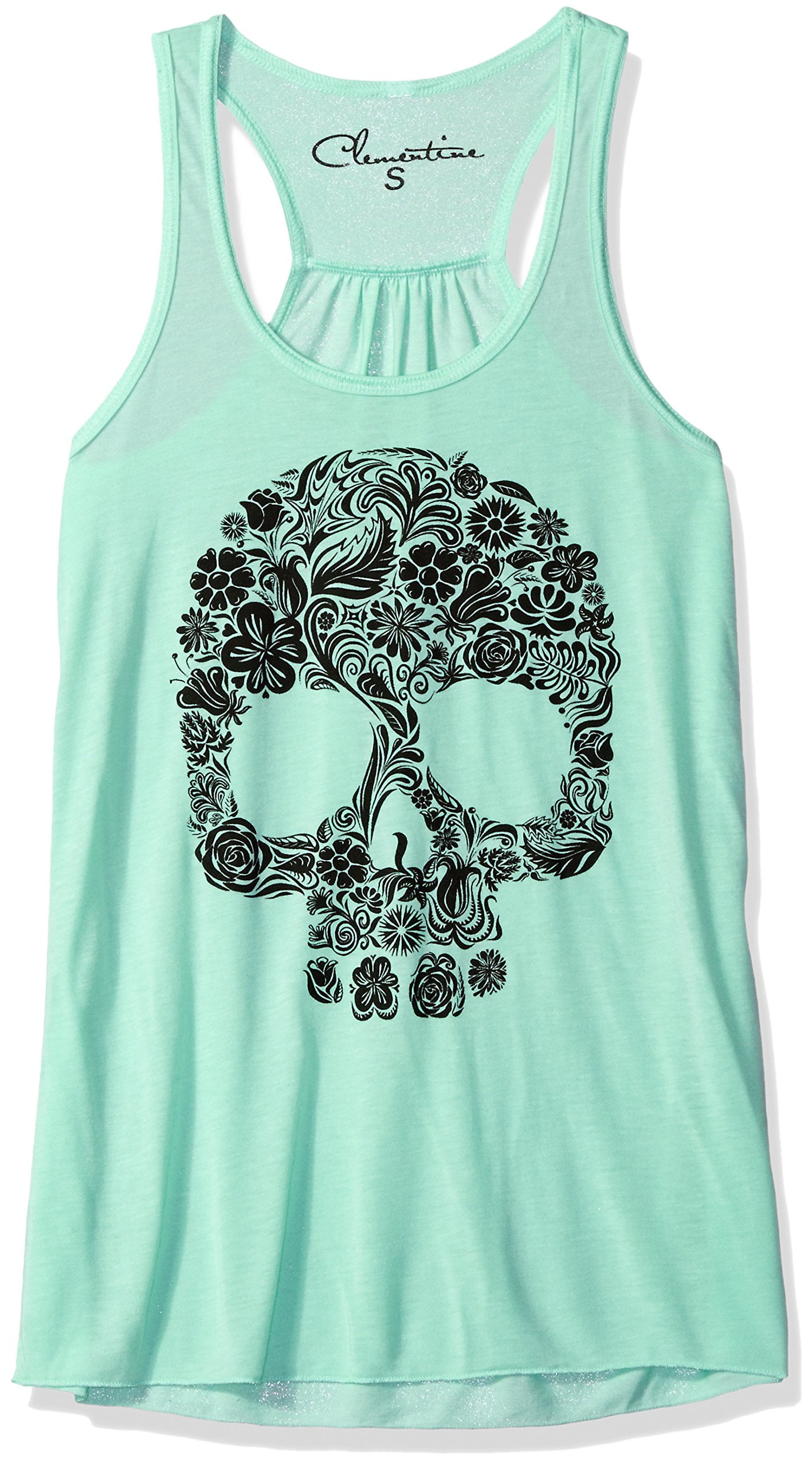 Women's Floral Skull Graphic Flowy Racerback Tank Top