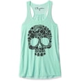 thumbnail image 1 of Women's Floral Skull Graphic Flowy Racerback Tank Top, 1 of 2