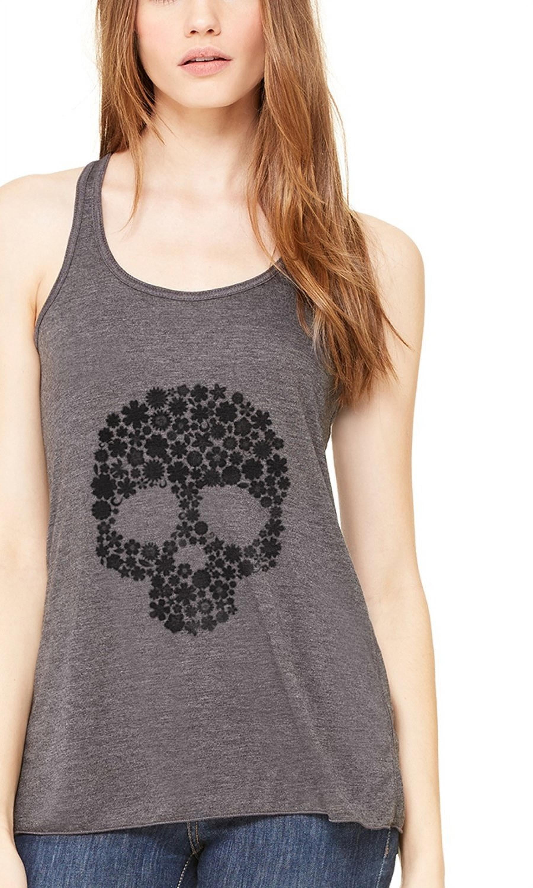 Women's Floral Skull Graphic Flowy Racerback Tank Top