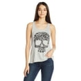 thumbnail image 1 of Women's Floral Skull Graphic Flowy Racerback Tank Top, 1 of 2