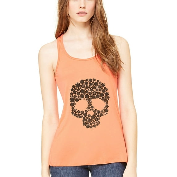 Women's Floral Skull Graphic Flowy Racerback Tank Top