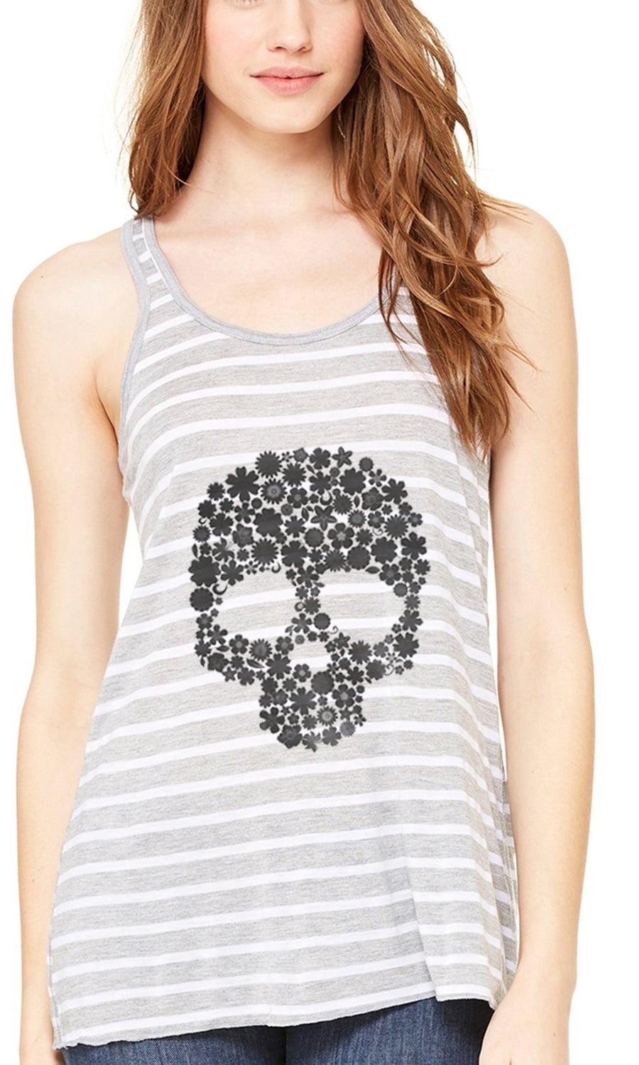 Women's Floral Skull Graphic Flowy Racerback Tank Top