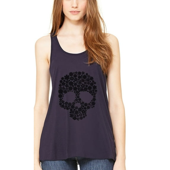 Women's Floral Skull Graphic Flowy Racerback Tank Top