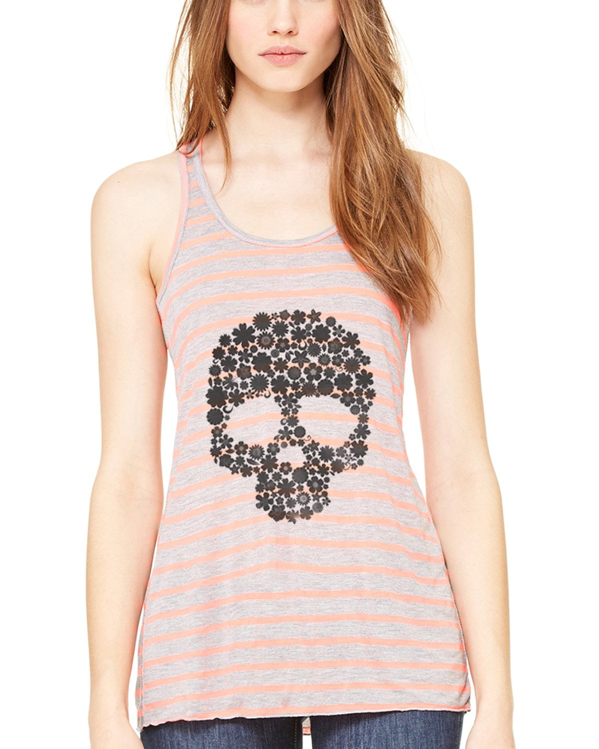 Women's Floral Skull Graphic Flowy Racerback Tank Top