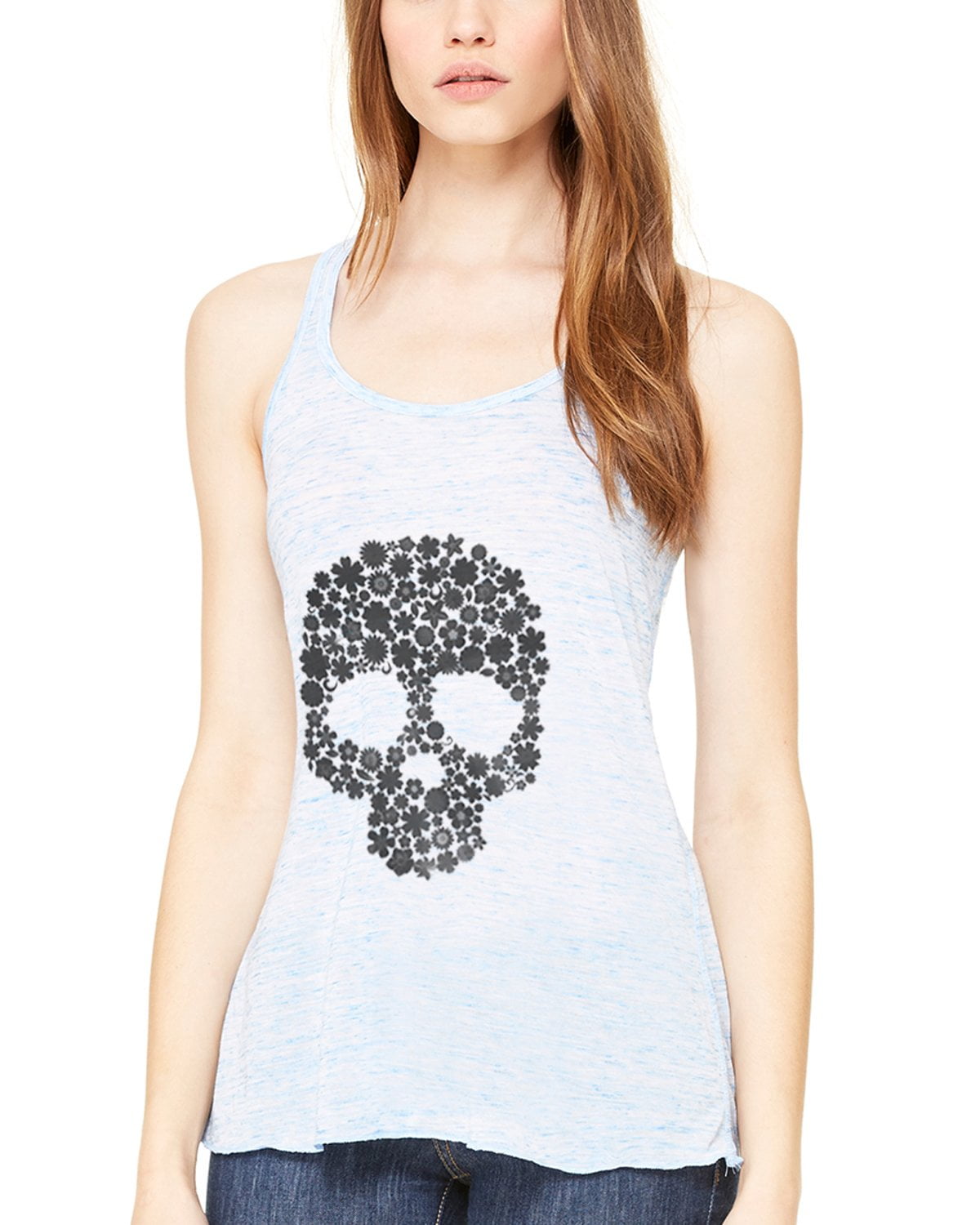 Women's Floral Skull Graphic Flowy Racerback Tank Top