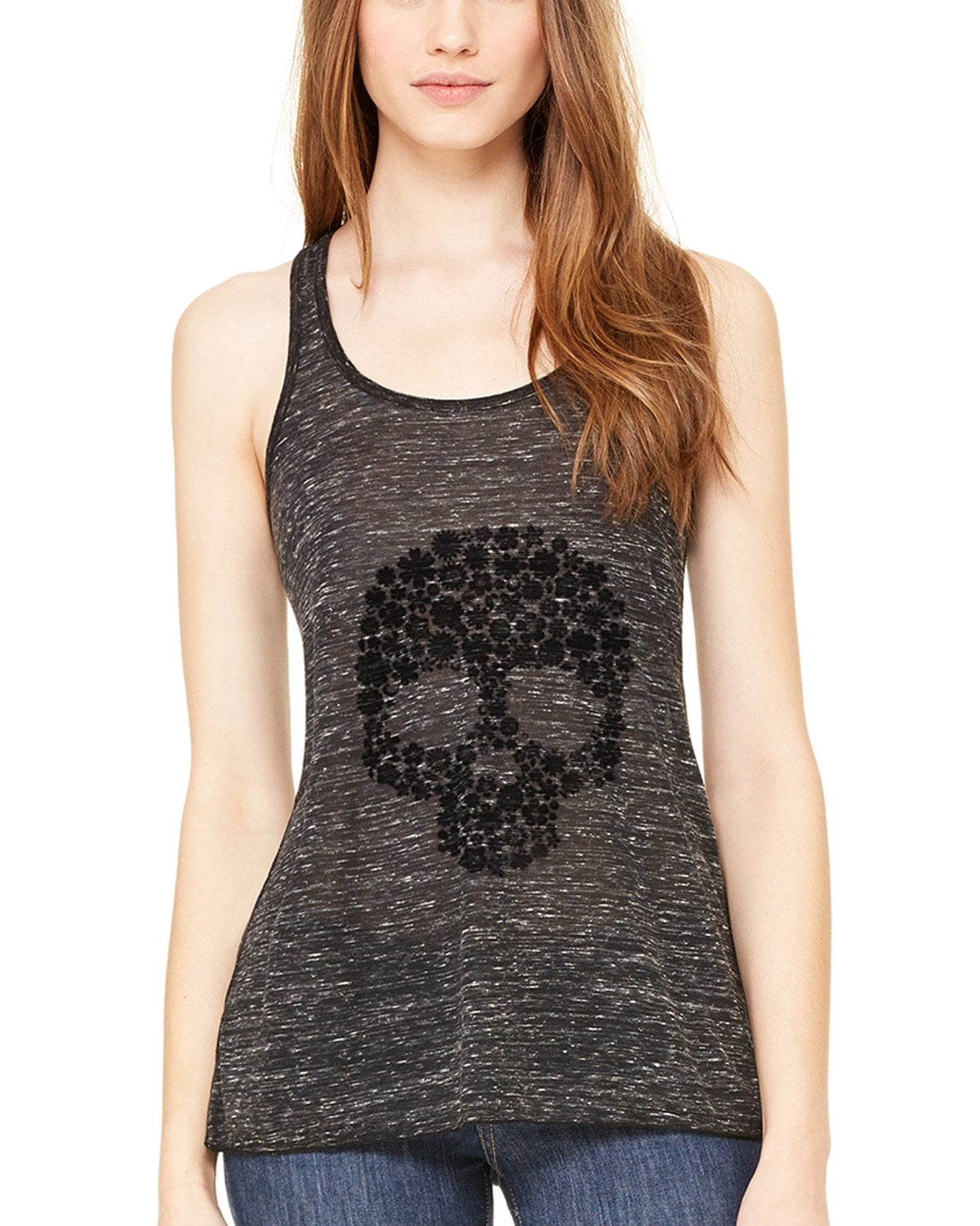 Women's Floral Skull Graphic Flowy Racerback Tank Top