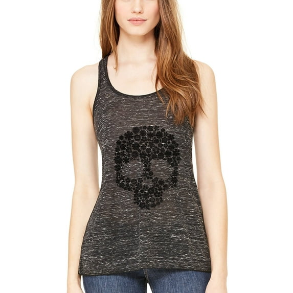 Women's Floral Skull Graphic Flowy Racerback Tank Top