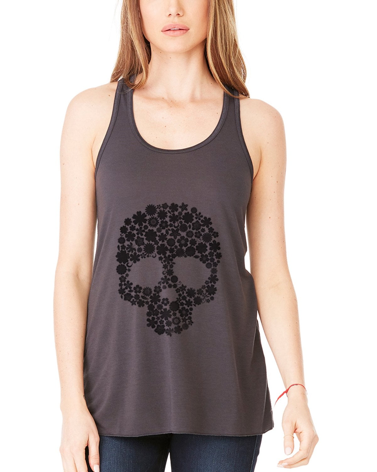 Women's Floral Skull Graphic Flowy Racerback Tank Top