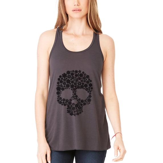 Women's Floral Skull Graphic Flowy Racerback Tank Top
