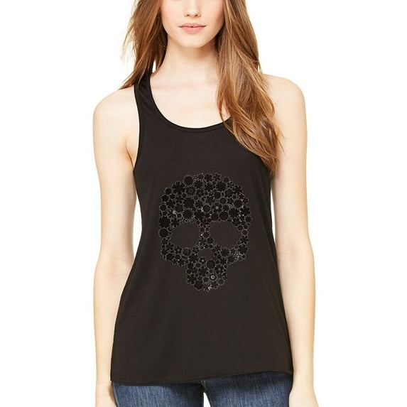 Women's Floral Skull Graphic Flowy Racerback Tank Top
