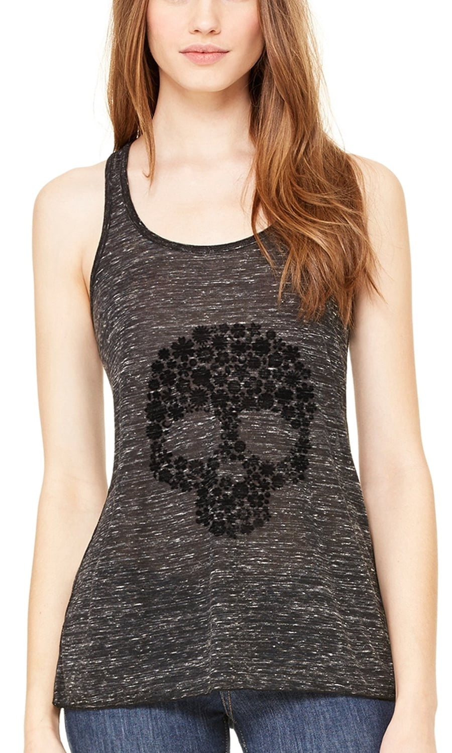 Women's Floral Skull Graphic Flowy Racerback Tank Top