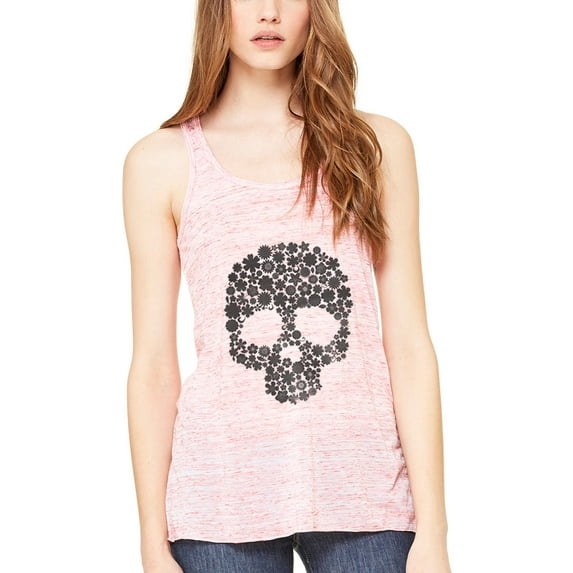 Women's Floral Skull Graphic Flowy Racerback Tank Top