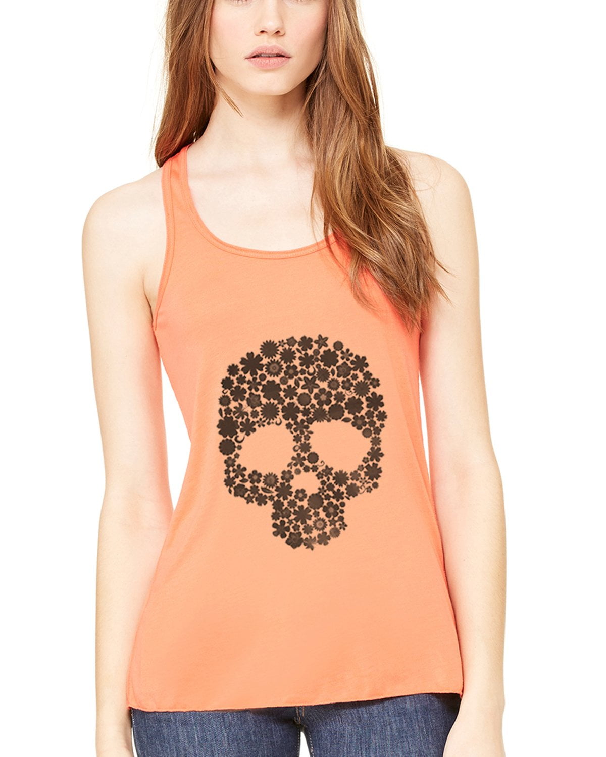 Women's Floral Skull Graphic Flowy Racerback Tank Top