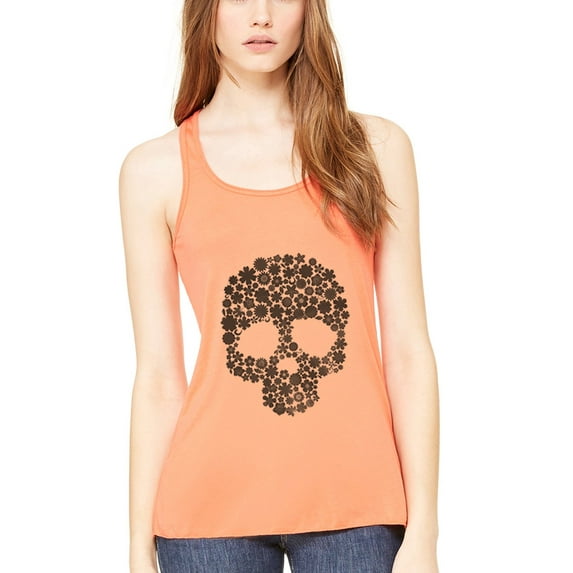 Women's Floral Skull Graphic Flowy Racerback Tank Top