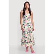 Womens Floral Smocked Drop Waist Ruffle Tiered Tube Dress