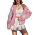 thumbnail image 1 of Women's Floral Sweater Cardigan Cute 3D Flower V Neck Button Down Sweater Jackets Casual Long Sleeve Fall Outfit, 1 of 6
