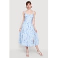 thumbnail image 1 of Women's Floral Sweetheart Neckline Lace Up Back Midi Dress, 1 of 3