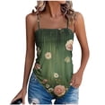 thumbnail image 1 of Women's Floral Tank Tops Plus Size Spaghetti Strap Irregular Hem Blouse Vacation Casual Comfy Beach Camisoles (XL, Green), 1 of 6